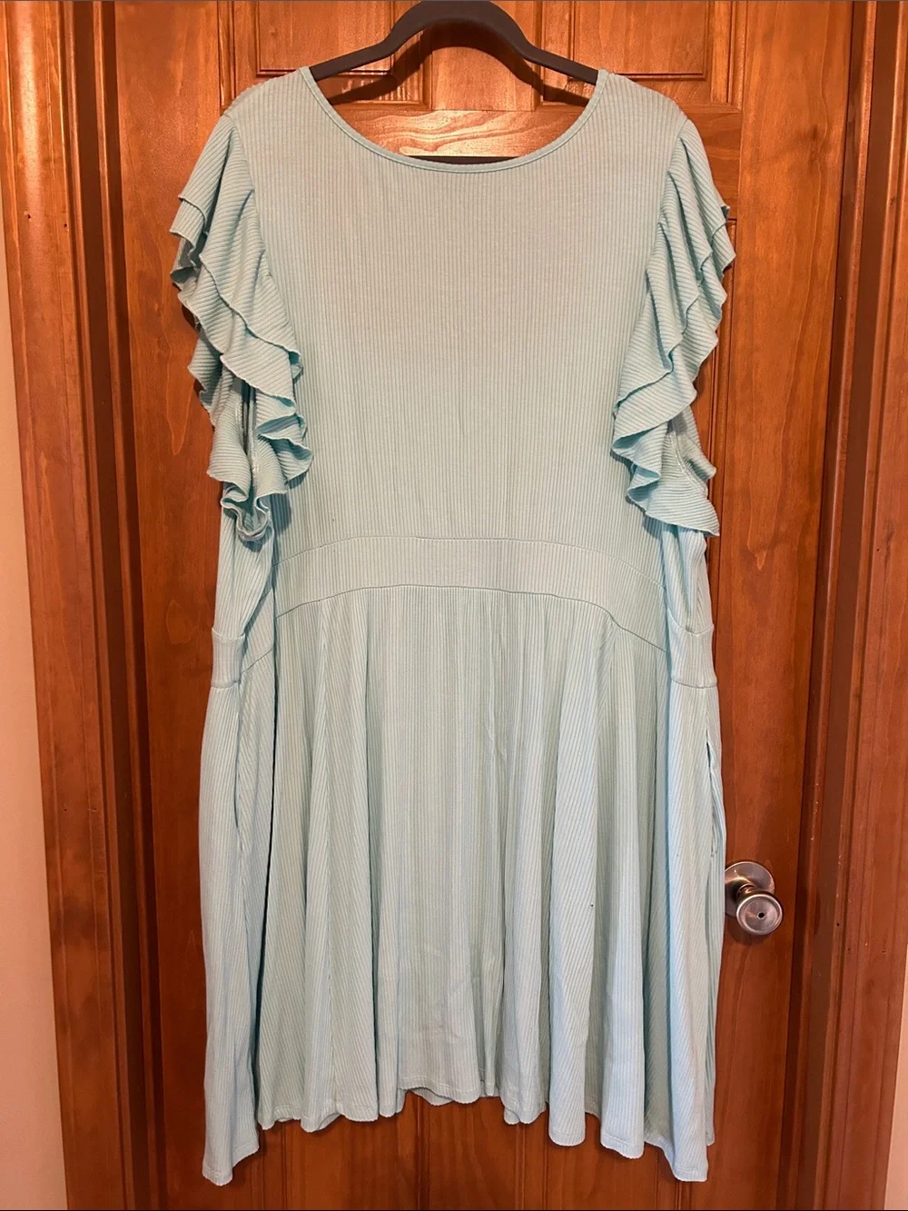Torrid Mini Rib Knit Ruffle Skater Dress size 6 🩵 - Picture 5 of 6